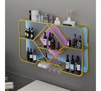 Mensola da parete per vino, organizer salvaspazio per bottiglie e bicchieri, ideale come decorazione per la casa e il bar, design rustico e moderno, soluzione elegante per gli amanti del vino
