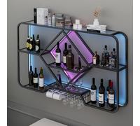 Mensola da parete per vino, organizer salvaspazio per bottiglie e bicchieri, ideale come decorazione per la casa e il bar, design rustico e moderno, soluzione elegante per gli amanti del vino