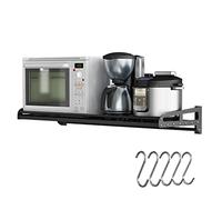 Mensola da parete regolabile in acciaio inox nero per microonde e portaspezie, 40 cm e 60 cm, salvaspazio, design moderno per casa e ristorante