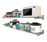 Mensola da parete regolabile in acciaio inox per microonde, salvaspazio, per cucina e bagno, 40,6 cm di profondità, design elegante, adatta per 60-150 cm, capacità 140 x 38 cm