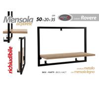 MENSOLA DA PARETE RICHIUDIBILE MODERNA MURO METALLO RIPIANO LEGNO IND 502035cm