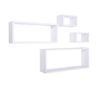 MENSOLA DA PARETE SCAFFALE CUBO SET 4 PEZZI BIANCO SALOTTO CAMERA MERLINO