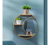 Mensola Da Parete Sospesa a 3 Livelli, Mensola Decorativa Multiuso Dorata Da