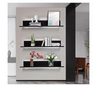 Mensola da parete sospesa con luce a LED, in metallo, per soggiorno, design moderno, 100 x 20 cm, colore nero, espositore elegante e funzionale, pezzo unico.