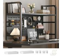 Mensola da scrivania in metallo con tavola perforata, regolabile, per ufficio e dormitorio, 134,6 cm, soluzione aggiuntiva per riporre oggetti, mensole salvaspazio (Svart)