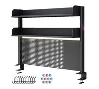 Mensola da scrivania regolabile in metallo con ganci e vassoio portaoggetti - Organizza in modo efficiente gli accessori da scrivania, massimizza lo spazio, design durevole per uso domestico e ufficio