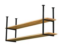 Mensola da soffitto in legno massiccio e ferro battuto, per bottiglie, fiori e decorazioni, ideale per cucina, bar e ristoranti, mensola sospesa salvaspazio