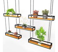 Mensola da soffitto in legno retrò con catena, supporto per piante da appendere per cucina, balcone, soggiorno e rifugio - portabottiglie multifunzione e decorazione per vasi