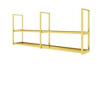 Mensola da soffitto industriale a 2 ripiani - Portabottiglie galleggiante per cucina, ristorante e bar, facile installazione, finitura dorata, salvaspazio, 80 x 30 x 80 cm