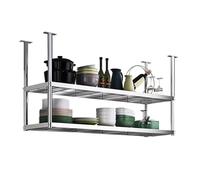 Mensola da soffitto, mensole sospese da cucina a 2 strati Scaffali per piatti portavasi in acciaio inossidabile 304, espositore decorativo per bar ristorante/scaffale di stoccaggio ( Size : 100x35x80c