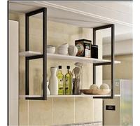 Mensola decorativa da soffitto, scaffale industriale a 2 livelli, portabottiglie da appendere al bar, armadio sospeso in ferro battuto, mensola a parete con una sola parola (100 x 30 x 80 cm)