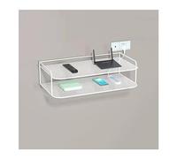 Mensola del bagno sopra il WC, Mensole da parete a doppio strato, mensole decorative, librerie senza fori sul muro, portaoggetti(White,40)