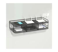 Mensola del bagno sopra il WC, Mensole da parete a doppio strato, mensole decorative, librerie senza fori sul muro, portaoggetti(Black,40)