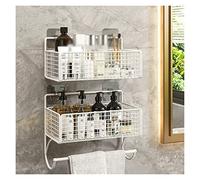Mensola del bagno sopra il WC, Scaffale portaoggetti in metallo for articoli da toeletta al secondo piano del WC Mobiletto for in a parete non perforato(White,25)