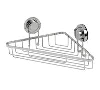 Mensola doccia angolare cromata con doppia modalità di fissaggio