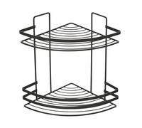 Mensola doccia angolare nero con 2 ripiani e ganci a parete inclusi