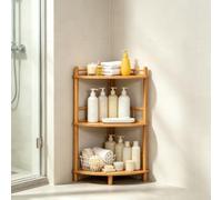 Mensola Doccia Angolare Senza Forare, Porta Sapone Per Doccia Da Terra | Portaoggetti Da Appoggio Bambù, Grande Capacità Scaffale Bagno, Porta Bagnoschiuma Da Doccia, Per Soggiorno, Cucina, Casa