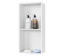 Mensola doccia in acciaio inox, 70 x 28 cm, montaggio a parete, doppio strato, non richiede piastrelle, contenitore integrato, design moderno, soluzione salvaspazio per il bagno