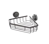 Mensola doccia portaoggetti angolare in acciaio nero opaco doppio fissaggio