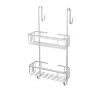 Mensola doccia portaoggetti rettangolare con ganci in acciaio cromo