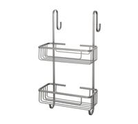 Mensola doccia portaoggetti rettangolare con ganci in acciaio nero opaco