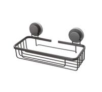 Mensola doccia portaoggetti rettangolare in acciaio nero opaco doppio fissaggio