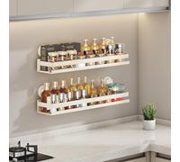 Mensola doccia senza foratura, 2 pezzi: organizer da bagno, grande capacità in acciaio al carbonio, per bagno e cucina (bianco, 50 cm)