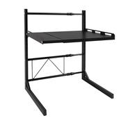 Mensola espandibile per microonde a 2 livelli, regolabile in acciaio al carbonio, scaffale in metallo con 4 ganci, supporto per forno a microonde, portaspezie in piedi, scaffale per forno/macchina da
