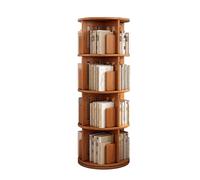 Mensola Espositiva Girevole A 360 Gradi in Legno, Libreria Angolare Rotonda da Pavimento, Torre Salvaspazio per Stanze Piccole, Elegante Soluzione per Riporre Libri, Legno