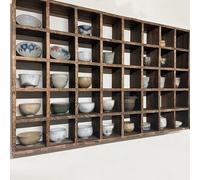 Mensola Espositiva per Tazze Mensola da Parete in Legno per Tazze da Tè Multi-slot, Porta Tazze da Caffè Decorativo, Grande Contenitore per Bicchierini da Shot e Teiera(4x8 32 Grid)