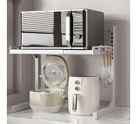 Mensola estensibile per forno a microonde per friggitrice ad aria salvaspazio organizer da cucina regolabile per spezie e bottiglie, design semplice robusto per migliorare lo spazio sul piano di