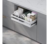 Mensola estraibile da cucina, organizer estensibile per cassetti per dispensa, installazione senza trapano, soluzione salvaspazio per cucina e soggiorno