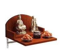 Mensola for altare del Buddha montata a parete, tavolo for santuario in legno massello con supporto in metallo for la preghiera al dio della ricchezza Guanyin(Brown,60cm)