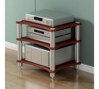 Mensola for giradischi, mobiletto for componenti multimediali AV a 1, 2, 3 o 4 livelli, supporto angolare in legno for audio e video stereo, supporto for CD for casa/ufficio/DJ/teatro(Red Walnut,3 Tie