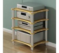 Mensola for giradischi, mobiletto for componenti multimediali AV a 1, 2, 3 o 4 livelli, supporto angolare in legno for audio e video stereo, supporto for CD for casa/ufficio/DJ/teatro(Pomelo Wood,4 Ti