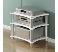 Mensola for giradischi, mobiletto for componenti multimediali AV a 1, 2, 3 o 4 livelli, supporto angolare in legno for audio e video stereo, supporto for CD for casa/ufficio/DJ/teatro(White,3 Tier 60x