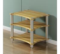 Mensola for giradischi, mobiletto for componenti multimediali AV a 1, 2, 3 o 4 livelli, supporto angolare in legno for audio e video stereo, supporto for CD for casa/ufficio/DJ/teatro(Pomelo Wood,3 Ti