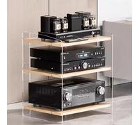 Mensola for giradischi, mobiletto multimediale, supporto audio/video con ripiani regolabili a 3/4 livelli, moderno rack AV, spazio for componenti stereo di intrattenimento(Acrylic+wood,3 Tier)