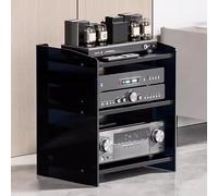 Mensola for giradischi, mobiletto multimediale, supporto audio/video con ripiani regolabili a 3/4 livelli, moderno rack AV, spazio for componenti stereo di intrattenimento(Black Acrylic,3 Tier)