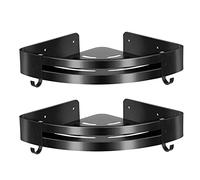 Mensola for il bagno, mensola angolare for doccia, mensola for il bagno, portasciugamani triangolare for doccia, mensole angolari nere, supporto in alluminio a parete, organizer senza foratura/(nero)(