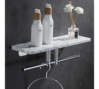 Mensola galleggiante da doccia, in marmo e rame, montaggio a parete, per articoli da toeletta, cosmetici, bottiglie di condimento e asciugamani, elegante scaffale bianco galvanizzato