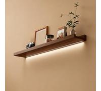 Mensola Galleggiante In Legno Massello Con Luce LED Integrata, Lunghezza 60/90/120cm X Larghezza 12/15cm, Espositore A Parete Per Soggiorno, Camera E Studio(Walnut,90x15CM)
