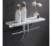 Mensola galleggiante in marmo per doccia, montaggio a parete, in rame, per articoli da toeletta, cosmetici e bottiglie di condimento da cucina, asciugamano bianco elettrolitico, 40 cm