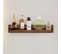 Mensola galleggiante multifunzionale in legno, montaggio a parete, per bagno, cucina e camera da letto, espositore elegante e durevole per la decorazione della casa