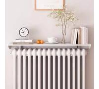 Mensola galleggiante per radiatore NoDrill in lega di alluminio con coperture bianche per la decorazione della casa, staffa facile da montare, supporta 28 kg, ideale per soluzioni salvaspazio