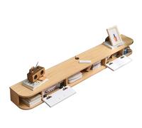 Mensola galleggiante per TV, montaggio a parete, supporto per TV sospeso per intrattenimento multimediale, sotto il ripiano TV, per camera da letto e soggiorno (legno, 190 cm)
