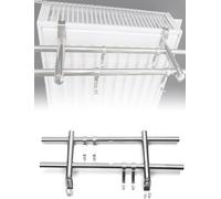 Mensola in acciaio per termosifone e portasciugamani, non richiede fori, per camera da letto, bagno, cucina, corridoio, salvaspazio, (doppia barra)