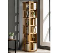 Mensola in bambù girevole a 360°, scaffale angolare a 5 ripiani, torre autoportante per camera da letto e soggiorno, espositore salvaspazio, decorazione ecologica per la casa.