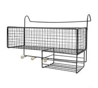 Mensola in ferro da parete per camera da letto, dormitorio, senza trapano, da appendere, per cancelleria, snack, articoli da toeletta (nero)