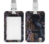 Mensola in legno corvo gotico scuro porta badge clip retrattile porta carte di credito protezione nome badge targhetta per lavoro ufficio medico infermiera